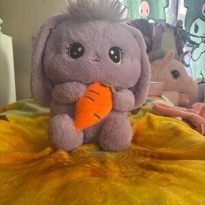 Plush Purple Bunny with Carrot Toy